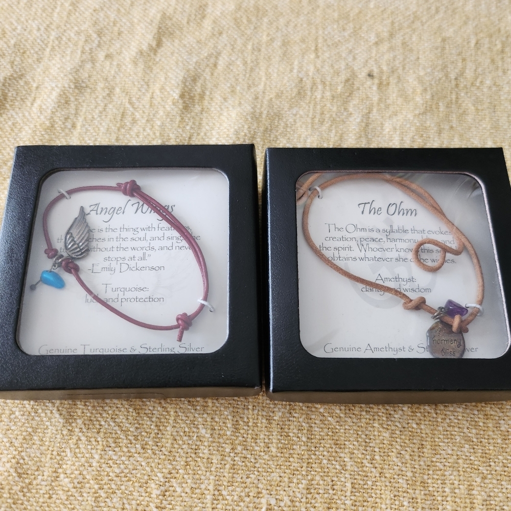 2 Bracelets Amethyst & turquoise sterling silver